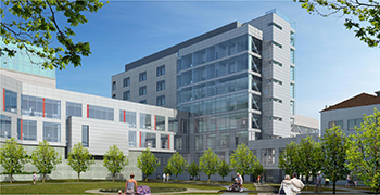 The new Acute Tower at Highland Hospital in Oakland, Calif., will be a nine-story acute care facility. Photo Credit: Highland Hospital